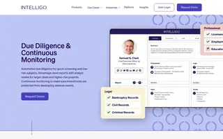 Intelligo homepage website preview