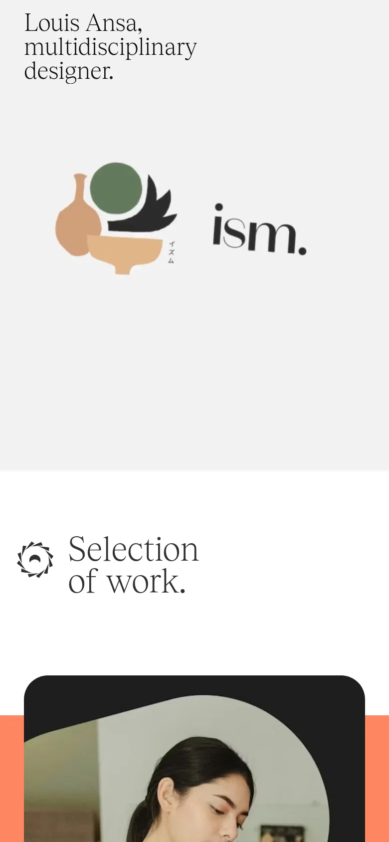 The mobile version maintains the dark aesthetic and large typography but stacks elements vertically for a narrow viewport. The navigation is condensed, and the hero text 'global interactive product studio' remains the central focus above the project selection area.