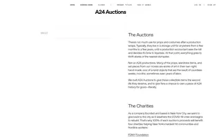 A24 Auctions homepage website preview