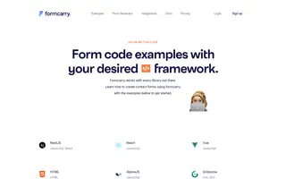 Formcarry homepage website preview