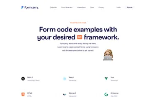 Formcarry homepage website preview