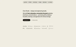 Oven Studio homepage website preview