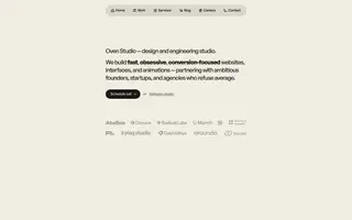 Oven Studio homepage website preview