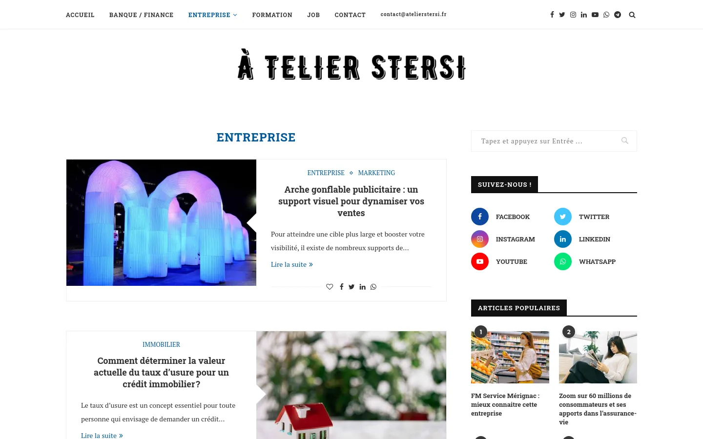 À Telier Sersi About Us desktop website screenshot