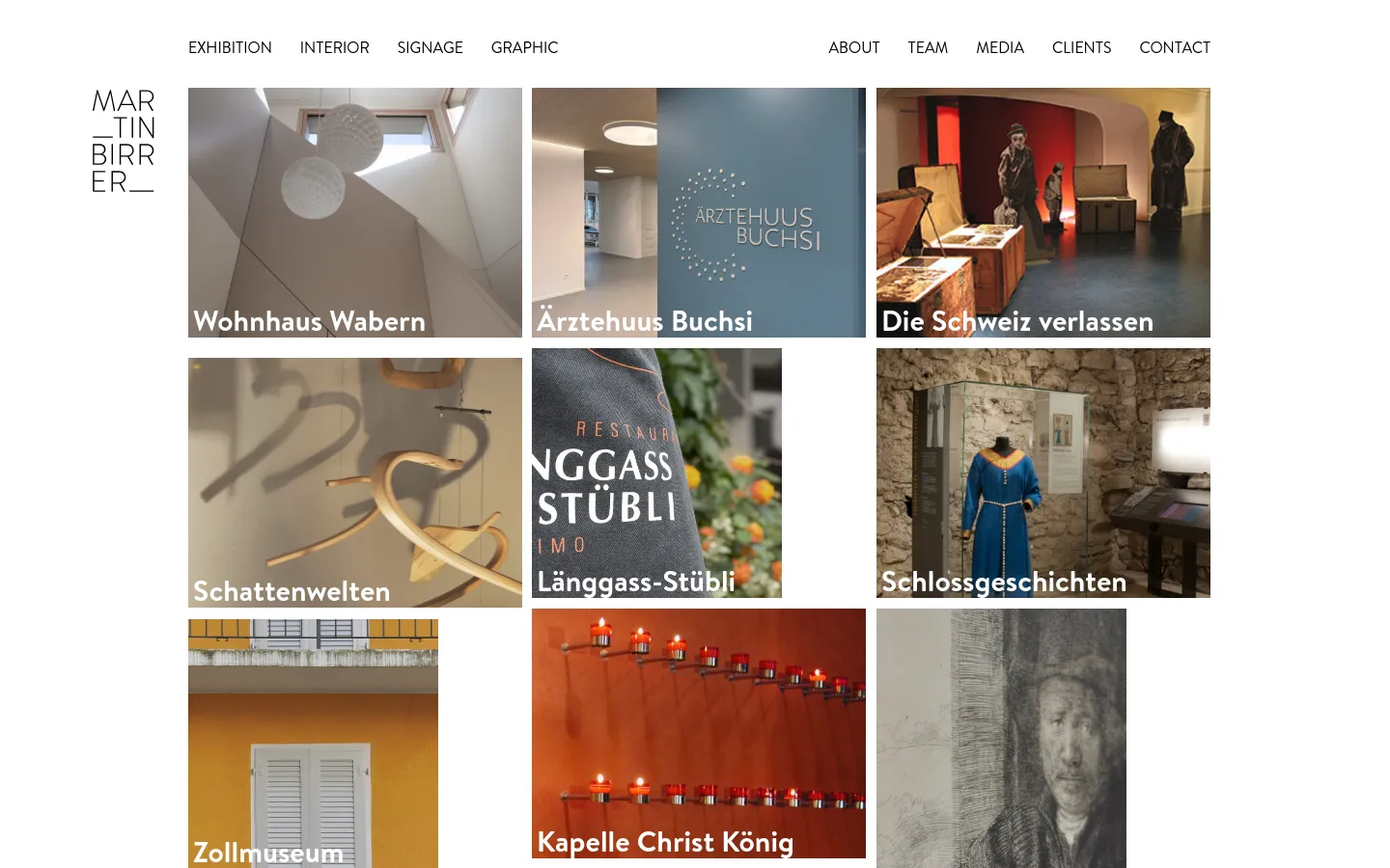 Martin Birrer Design Home / Landing desktop website screenshot
