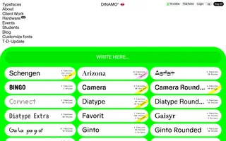 Dinamo Typefaces homepage website preview