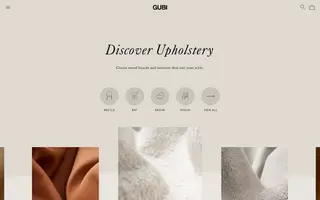 GUBI Upholstery homepage website preview