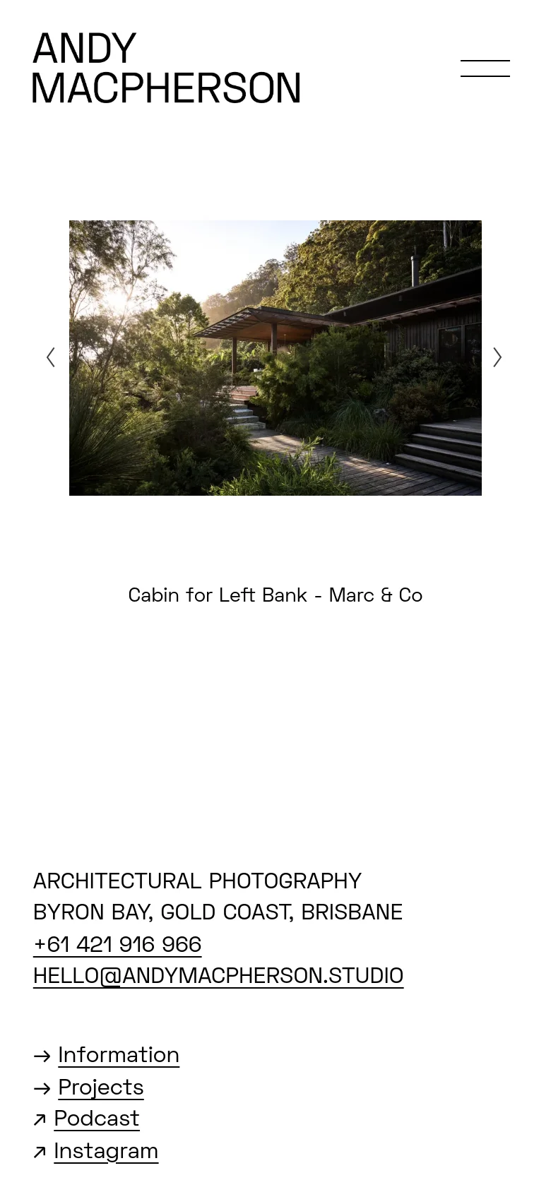 Andy Macpherson homepage mobile website screenshot