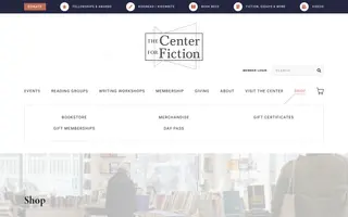 The Center for Fiction homepage website preview