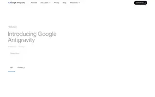 Google Antigravity homepage website preview