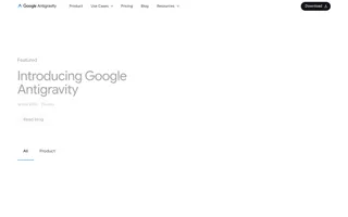 Google Antigravity homepage website preview