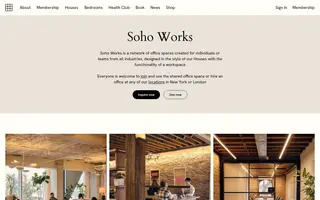 Soho Works homepage website preview