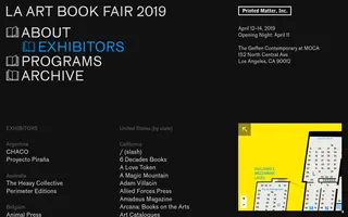 LA Art Book Fair homepage website preview