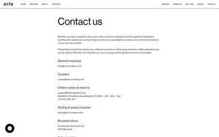 Arte Antwerp homepage website preview