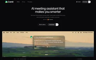 Caret homepage website preview