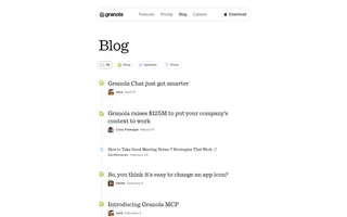 Granola homepage website preview