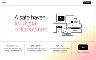 Anytype homepage website preview