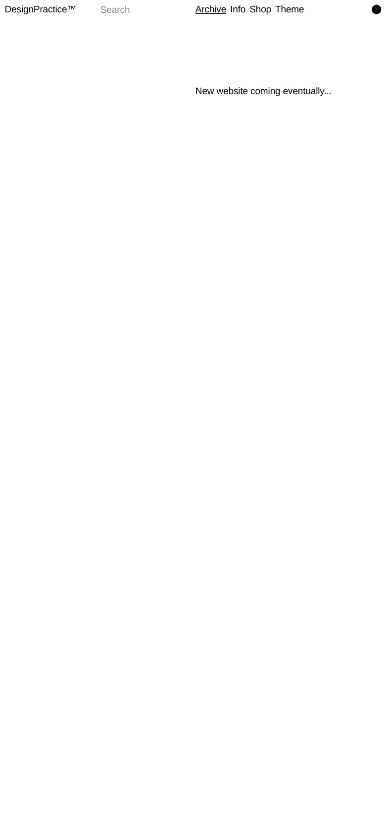 The mobile version maintains the minimalist white design with the header links and logo. The layout is vertically oriented, centering the text 'New website coming eventually...' on the screen.