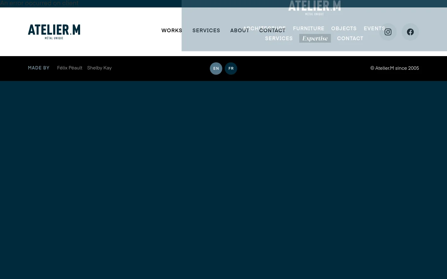 Atelier.M About Us desktop website screenshot