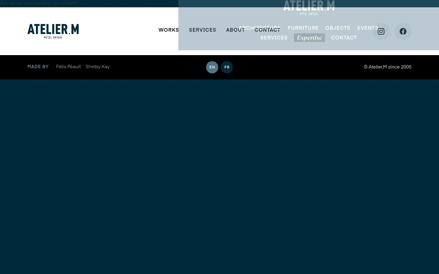 Atelier.M About Us desktop website screenshot