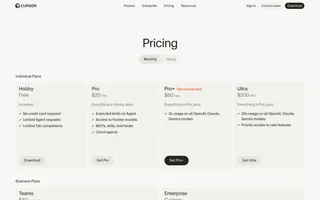 Cursor homepage website preview
