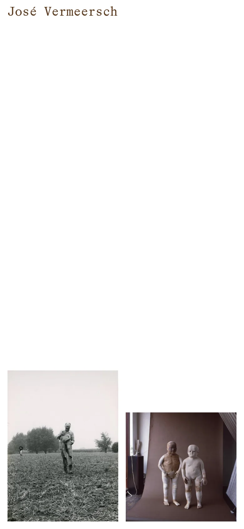 The mobile version presents a single-column vertical layout, showing the name 'José Vermeersch' at the top followed by the images stacked vertically. The images are scaled to fit the width of the mobile screen, maintaining the minimalist aesthetic of the desktop site.