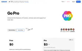 Coolors homepage website preview