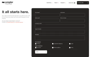 Zimpler homepage website preview