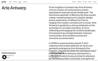 Arte Antwerp homepage website preview
