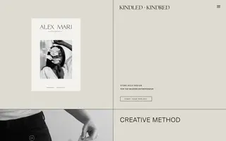 Kindled + Kindred homepage website preview