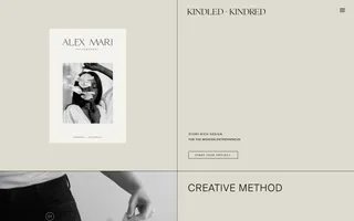 Kindled + Kindred homepage website preview
