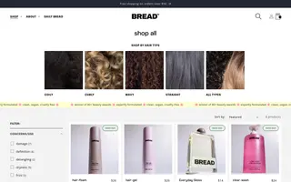 Bread Beauty Supply homepage website preview