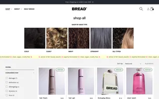 Bread Beauty Supply homepage website preview