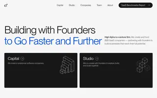 High Alpha homepage website preview