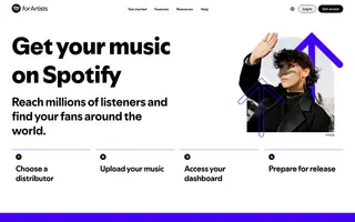 Spotify for Artists homepage website preview