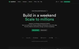 Supabase homepage website preview