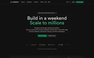 Supabase homepage website preview