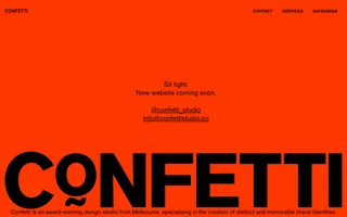 Confetti Studio homepage website preview