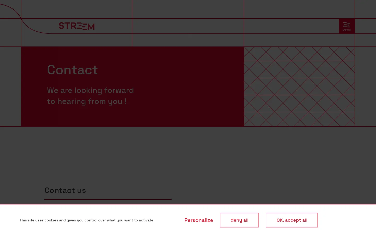 Streem Group Contact desktop website screenshot