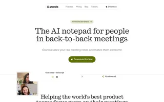 Granola homepage website preview