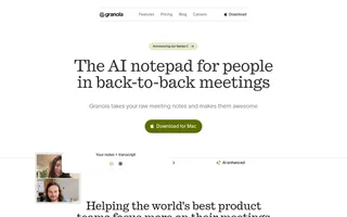 Granola homepage website preview
