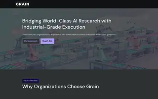 Grain homepage website preview