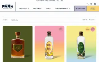 Park Distillery homepage website preview