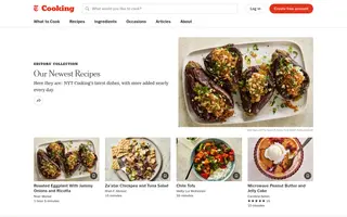 NYT Cooking homepage website preview