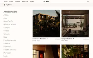 Kobu homepage website preview