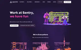 Sentry homepage website preview