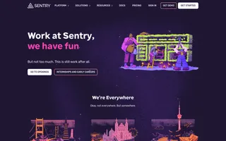 Sentry homepage website preview