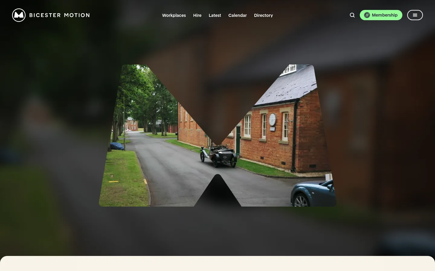 Bicester Motion Home / Landing desktop website screenshot
