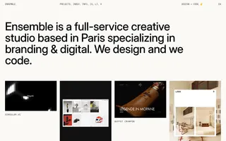 Ensemble homepage website preview