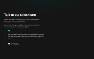 Laravel Nightwatch homepage website preview